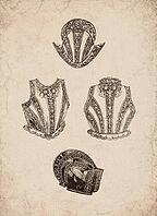 Engraved Renaissance Armour Elements and Helmet Historical Engraving, Digitally Remastered and Enhanced [IBR125421652]