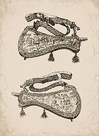 Engraved Historic Ornate Powder Flasks with Carrying Straps Historical Engraving, Digitally Remastered and Enhanced [IBR125421660]