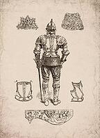 Engraved Renaissance Full Suit of Armour Rear View Historical Engraving, Digitally Remastered and Enhanced [IBR125421665]