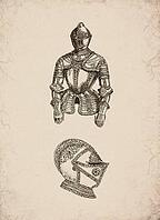 Engraved Renaissance Cuirass and Helmet Historical Engraving, Digitally Remastered and Enhanced [IBR125421675]