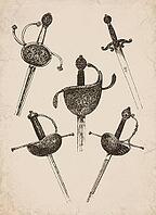 Engraved Historic Ornate Cup-Hilt Rapiers and Swords Historical Engraving, Digitally Remastered and Enhanced [IBR125421690]