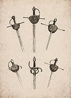 Engraved Historic Ornate Cup-Hilt Rapiers and Swords Historical Engraving, Digitally Remastered and Enhanced [IBR125421694]