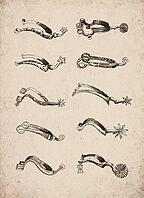 Engraved Historic Ornate Cavalry Spurs and Equestrian Equipment Historical Engraving, Digitally Remastered and Enhanced [IBR125421698]