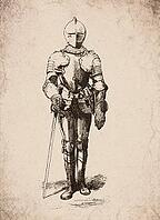 Renaissance Full Suit of Armour with Sword Historical Engraving, Digitally Remastered and Enhanced [IBR125421699]