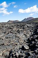 Volcanic landscape with volcanic craters and lava fields, Timanfaya National Park, Lanzarote, Canary Islands, Spain [IBR125423467]
