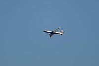 Embraer ERJ-190 jet commercial passenger aircraft of British airways airline flying in a blue sky, England, United Kingdom [IBR125423483]