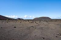 Volcanic landscape with volcanic craters and lava fields, Timanfaya National Park, Lanzarote, Canary Islands, Spain [IBR125423490]