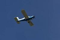 MS-893A Rallye Commodore 180 light aircraft flying in a blue sky, England, United Kingdom [IBR125423495]