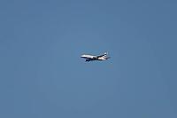 Embraer ERJ-190 jet commercial passenger aircraft of British airways airline flying in a blue sky, England, United Kingdom [IBR125423498]