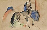 Small Fabulous Beast II, artwork by Franz Moritz Wilhelm Marc (born 8 February 1880 in Munich, died 4 March 1916 in Braquis near Verdun, France), German painter, draughtsman and graphic artist. He is regarded as one of the most important painters of the E [IBR125424497]
