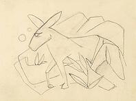 Donkey in a stylised landscape, 1912, artwork by Franz Moritz Wilhelm Marc (born 8 February 1880 in Munich, died 4 March 1916 in Braquis near Verdun, France), German painter, draughtsman and graphic artist. He is regarded as one of the most important pain [IBR125424547]