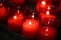 Sacrificial candles in the Chiesa dei Filippini church in Chioggia, historic center, city on the Adriatic Sea, Veneto, Italy [IBR125436288]