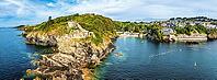 St Catherine's Castle over River Fowey from a drone, Fowey, Cornwall, England, United Kingdom [IBR125448855]
