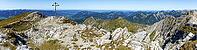 Mountain panorama with summit cross from Gro$00DFer Dumb, 2280 m, into the Illertal with Gr$00FCnten, 1738 m, Allg$00E4u Alps, Allg$00E4u, Bavaria, Germany [IBR125448874]