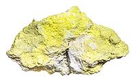 Mineral specimens from geological collection - natural sulphur rock on white background isolated [IBR125462067]