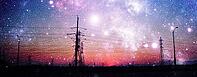 Landscape with high voltage pylons and night sky mixed media [IBR125462130]