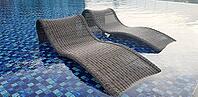 Relax deck chair at blue pool by swimming pool in luxury spa resort or villa crisis of tourism industry after Kovid-19 coronavirus pandemic travel lifestyle in family summer vacation [IBR125492335]