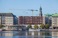 Hamburger Hof equipped and cored building with scaffolding on a large construction site, Hamburg, Germany [IBR125492368]