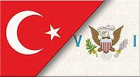 Double flag of Turkey and US Virgin Islands on fabric texture. Flag of Turkey and US Virgin Islands - 3D illustration. Two Flag Together on Fabric Texture. Turkish - US Virgin Islander relations [IBR125492399]