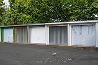 Several garages next to each other, Garagenhof, Soest, Wesrtfalen, North Rhine-Westphalia, Germany [IBR125501607]