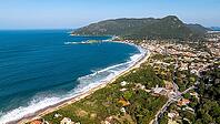 Florianopolis, Caldeirao Beach Armacao Beach and Lagoa do Peri in Southern Santa Catarina Brazil, Aerial View [IBR125527029]