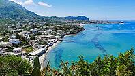 View of Forio and Maria del Soccorso pilgrimage church on Ischia in the Gulf of Naples [IBR125527072]