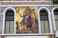 Close-up of an ornate mosaic on a historic façade in Venice, Venice, Veneto, Italy [IBR125527085]