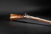A historic stone castle box of exquisite value - ornately engraved rifle, decorated with elegant materials, traditional craftsmanship, and timeless elegance [IBR125527094]