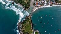 Florianopolis, Armacao Beach and Ilha das Campanhas During Sunset in Santa Catarina Brazil, Aerial View [IBR125536403]