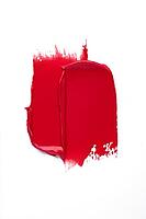 Double Red smear swipe isolated on white background texture beauty lipstick swatch [IBR125557555]