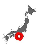 Map of Japan and Hurricane Symbol - Map of Japan and Hurricane Symbol [IBR125557572]