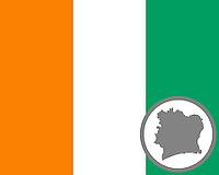 Fahne und Landkarte der Elfenbeinküste - Flag and map of the Ivory Coast [IBR125557599]