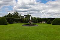 Fountain at Powis Castle garden in Welshpool, Wales, United Kingdom, Powis is a Welsh castle built by a Welsh prince [IBR125557619]