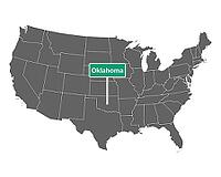 Oklahoma town sign and map of USA - Oklahoma state limit sign and map of USA [IBR125566016]