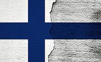 Finland flag - a colourful flag illustration on a split stone background [IBR125566029]