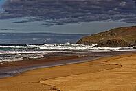 View of a sandy bay on the coast of Galicia in Spain [IBR125566038]