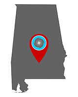 Map of Alabama and Pin with Hurricane Warning - Map of Alabama and Pin with Hurricane Warning [IBR125566077]