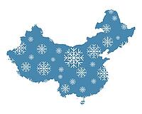 Map of China with Snowflakes - Map of China with Snow Flakes [IBR125566080]