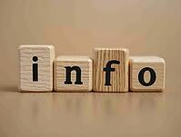 Four wooden cubes with black letters form the word info on a wooden table, AI generated [IBR125636871]