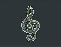 Colorful treble clef embodies musical notation, representing melody and harmony, AI generated [IBR125636901]