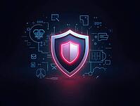 Cybersecurity shield glowing, providing data protection in digital environment, AI generated [IBR125636913]