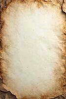 Antique paper background with burned edges and wrinkled surface, creating a vintage and textured effect, AI generated [IBR125636931]