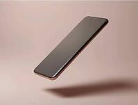 Sleek, modern smartphone hovers in mid-air against a soft, pastel backdrop, illuminated by dramatic lighting, AI generated [IBR125636951]