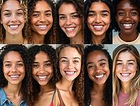 Headshots of cheerful multi-ethnic young women smiling in a collage, celebrating diversity and female empowerment, AI generated [IBR125645860]