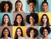 Happy multiethnic teenagers showing their beautiful smiles in a colorful collage promoting diversity, inclusion and equality, AI generated [IBR125645881]