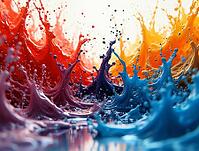 Vivid colors colliding and splashing, creating a dynamic and abstract visual, AI generated [IBR125645921]