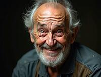 Elderly man with a joyful expression and twinkling eyes, AI generated [IBR125645934]