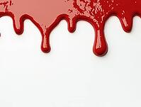 Thick, crimson paint dripping down a clean white backdrop, creating a vibrant and dramatic visual, AI generated [IBR125653413]