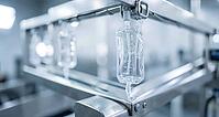 Infusion bags, IV solution, parenteral production, filling line, pharmaceutical manufacturing, industry, AI generated [IBR125653426]