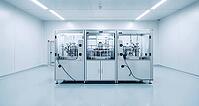 Isolator, glove ports, filling line, aseptic processing, cleanroom, pharmaceutical industry, AI generated [IBR125653434]